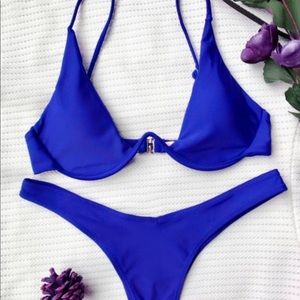Blue plunge bathing suit set (Bikini)